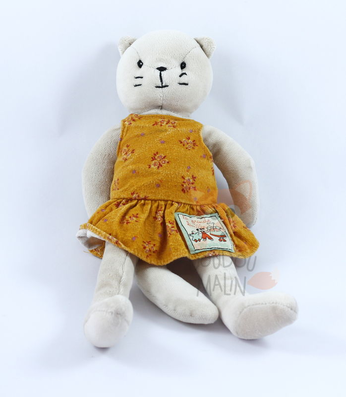  grande famille soft toy agathe the cat orange dress 